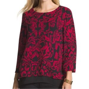 Chico’s Blouse Top Sz S (0) Rashida Layered Hi/Low Closet Staple Career Office